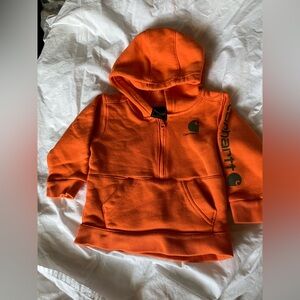 Carhartt Infant Hoodie Half Zip, Pocketed, Orange, Size 12 Months